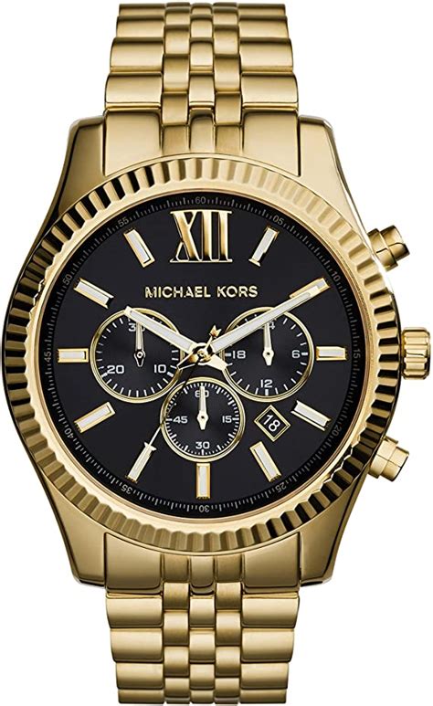 michael kors watch mens stainless steel black|michael kors lexington men's watch.